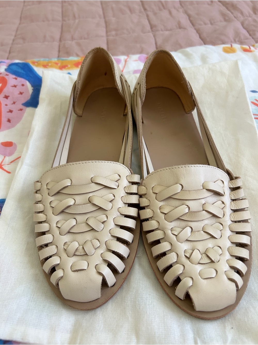 Nisolo Neutral Beige Woven Leather Flats — Classic Women’s Loafers